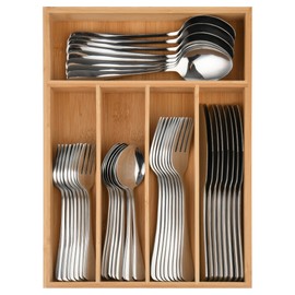 40 Piece Silverware Set with Drawer Organizer for 8, Heavy Duty Stainless Steel Flatware Cutlery Set, Fork Spoon Knife Set with Kitchen Essentials Organizer, Rust-proof, Dishwasher Safe