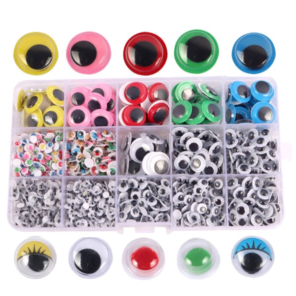 Doyime Doll Eyes, Doll Eyes, Set of Approx. 1500 Pieces, Eyes, Paste Crafting Parts, DIY, Handmade, 0.16 inches (4 mm), 0.24 inches (6 mm), 0.31 inches (8 mm), 0.6 inches (15 mm)