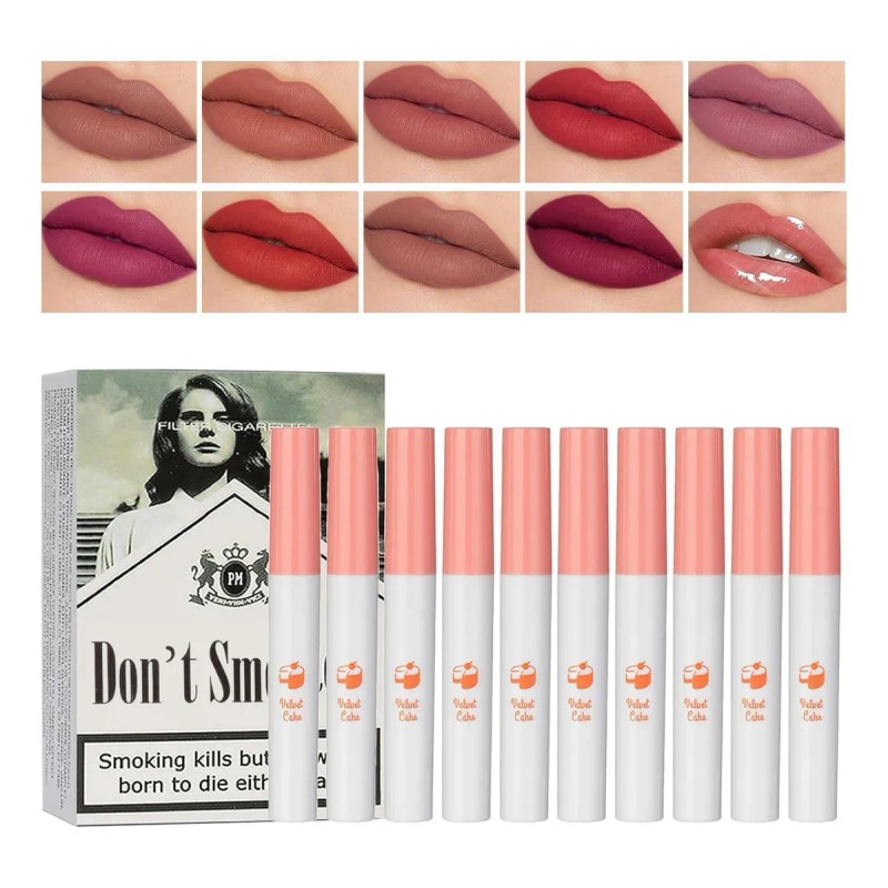 10pcs Labiales Lana Del Rey Juego De Lápiz Labial Mate