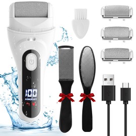 Electric Foot File Callus Remover, Rechargeable, 3 Replacement Rollers