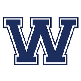 Applicable Pun Varsity Letter W - Vinyl Decal for Outdoor Use on Cars, ATV, Boats, Windows and More - Dark Blue (Navy) 9 Inches Tall by 14 Inches Wide