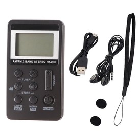 Enwye Portable Mini Digital Display AM/FM Tuner Radio with USB Charging Port Stereo Dual Channel
