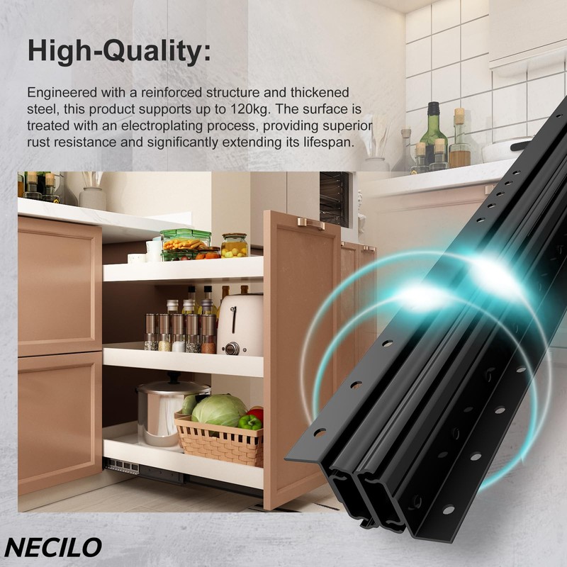 NECILO 16 Inch Undermount Heavy Duty Drawer Slides, 260 lbs