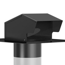 Removable Roof Vents 8 Inch, Hon&Guan Roof Vent Cap Galvanized Steel Bathroom 8 Roof Exhaust Vent for Ventilation System-with Damper, Black.