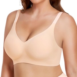 Gailife Smooth Wireless Bras for Women No Underwire Comfort Seamless Supportive Bra Raceback Push Up Bralettes Full Coverage -ND,3XL Nude
