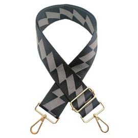 Taschengurte zum Wechseln 5cm Taschengurte Breit, Verstellbarer Schultergurt für Tasche mit Goldener Karabiner Schulterriemen, Umhängegurt fur Damen Handtaschen Crossbody DIY Zubehör (Schwarz/Grau)02