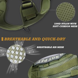 DNALLRINO Tactical Dog Harness for Medium and Large Breeds, Air Dog Vest No Pull with Reflective Do Not Pet Patches, Breathable Dog Molle Vests for Training Walking Hunting Green