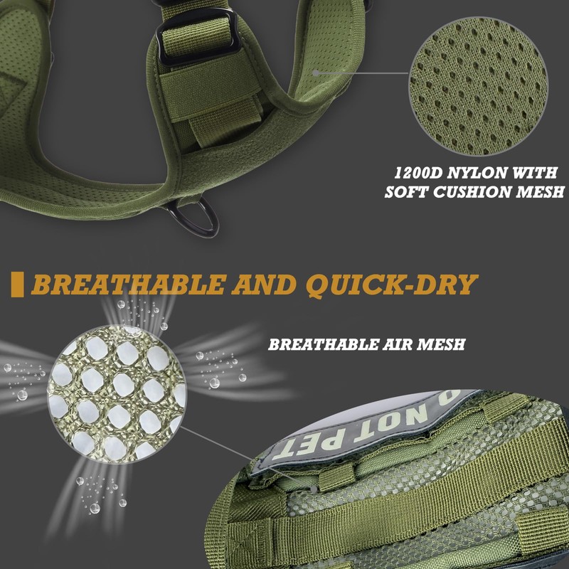 DNALLRINO Tactical Dog Harness for Medium and Large Breeds, Air