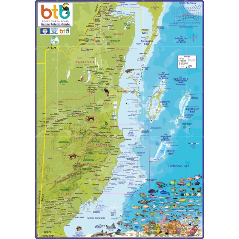 Belize Tourism Board Toledo Belize Adventure Big Falls Trails Map