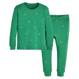 moimoln Cotton Modal Baby Toddler Pajamas Snug fit Pjs Daily Long Christmas Mini Ornament Green 12-18m
