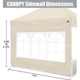 SCOCANOPY Church Window Sidewall for 10x10 Canopy Frame, 3 Pack Sunwalls Only,(Beige)