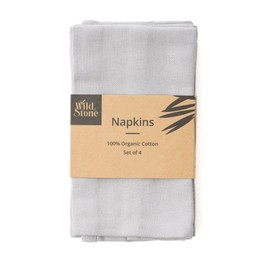 Wild & Stone | Organic Cotton Napkins | Herringbone Weave | Set of 4 | Dove Grey