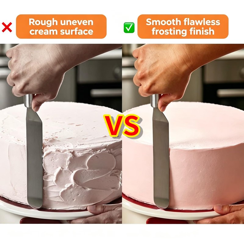 Stainless Steel Curved Icing Spatulas Set 2pc for Home Bakers