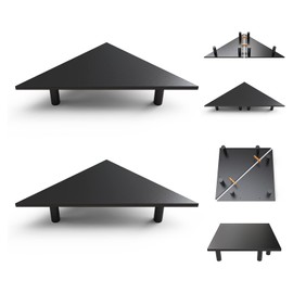 WEGASTU 2 Pack Corner Monitor Riser，Wood & Steel Desktop Height Adjustable 27 Inch Corner Desk Shelf ，Ergonomic Space Saving Design，Universal Corner Stand For Computer、Laptop、PC、IMAC、Printer（Black）