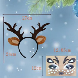 Brown Antlers Headband,Christmas Headband Reindeer, Deer Face Tattoo, Dog Antlers Christmas,Animal Ears Headband Reindeer Antlers Headband Party Elves Party for Christmas Favours