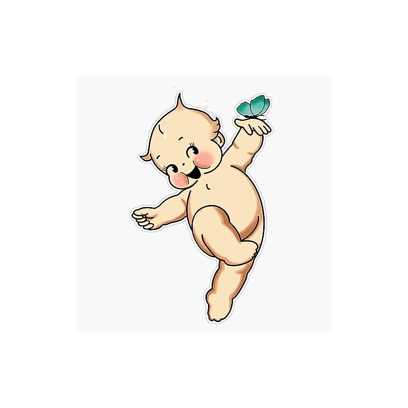 Kewpie & Butterfly Bumper Sticker Vinyl Decal 5"