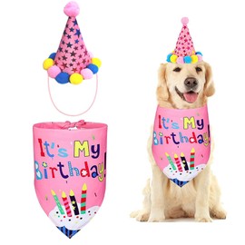 Birthday Scarf Bandana for Puppy Dog Triangle Cotton Dog Scarf Puppy Birthday Party Hat Dog Scarf Happy Birthday Banner for Dog Birthday Decoration