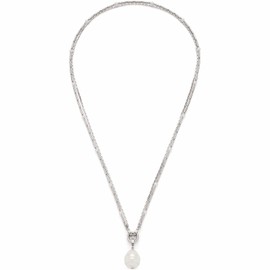 Leonardo Jewels Luna X-Mas Special 023252 Women's Necklace Stainless Steel Double Row Chain with Pearl Pendant, Length 70 cm, Jewellery Gift for Women, Stainless Steel, No Gemstone
