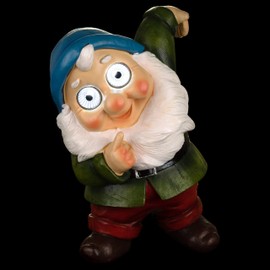 Blazin' Outdoor Garden Decorations Gnome | Solar Patio Decorations - Yard Ornaments | Solar Elf Figurine for Terrace, Balcony, Deck | Weather Resistant | Patio Gift | Auto On/Off - (Green)