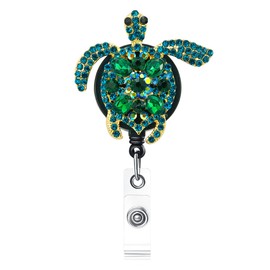 Ascrafter - Soporte para placa de tortuga, carrete retráctil para mujeres enfermeras, maestras, tarjeta de identificación personalizada, clip de cocodrilo giratorio