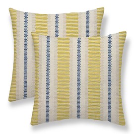 Sunshineyan Blue Yellow Pillow Covers 20 x 20 Inch Set of 2 Boho Polka Dot Striped Decorative Outdoor Throw Pillow Covers Linen Summer Farmhouse Modern Pillowcase for Home Sofa Couch Decor