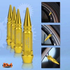 4Pcs 60mm Height Spiked Style Aluminum Wheel/Tire/Rim Air Port Dust Cover Valve Stem Cap,Gold