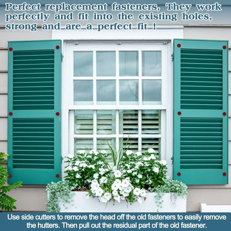 30Pcs 3 Inch Vinyl Shutter Fasteners, Window Shutter Panel Pegs