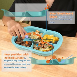 Ehucon Adaptive Utensils Plates with Extra Wall,Non-slip&Spill-proof Melamine Plate for Stroke, Tremors,Self-Feeding Dinnerware for Elderly(Melamine 4-Compartment Divided Plates with Lip)