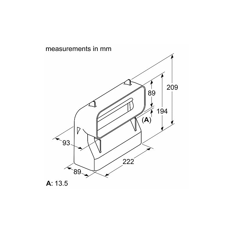 Bosch HEZ9VDSB4 Cooker Hood Accessory 90° Vertical Flat Channel Elbow