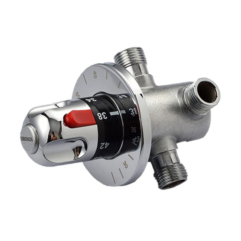 Brass Three-Way Thermostatic Valve Hot Cold Water Temperature Regulator Mixing
