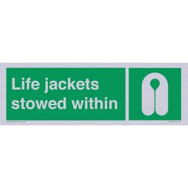 Life jackets stowed within Sign - 300x100mm - L31