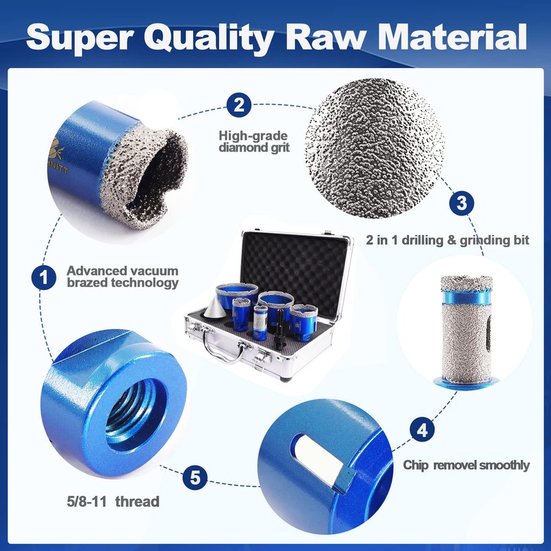 Diamond Core Drill Bit Set for Porcelain Tile Ceramic Marble