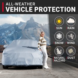 iCarCover 15-Layer Car Cover Waterproof All Weather | Premium Quality Car Covers for Automobiles, UV Protection, Chevy Monte Carlo, CTS, Thunderbird, Accord, CLS, Model S, Size C16 (See Size Chart)