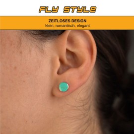 Fly Style Stud Earrings 925 Silver – Resin in Turquoise Look Stud Earrings – Earrings Sterling Silver – Women's Jewellery, Resin