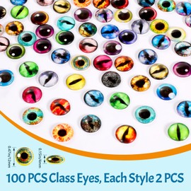 MWOOT 100 Pcs 12mm Dragon Eyes Cat Glass Eyes for Crafts, Glass Cabochon for Clay, Doll Animal Eye, Jewelry Making, Sculptures, Props, DIY Crafts,Halloween Christmas Decoration