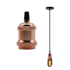 Chrasy E27 Metal Pendant Light Retro Pendant Lamp E27 Lamp Holder Copper Edison Lamp Holder Pendant Light Kit with 150 cm Nylon Cable