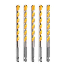 5 PCS 3/8 inch Masonry Drill Bit Set, Concrete Drill Bit Set, Carbide Drill Bit for Glass Ceramic Cement Tile Brick Plastic,6.3'' Long (3/8 inch)