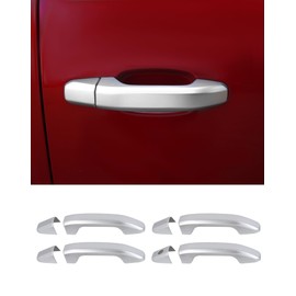Auto Door Handle Covers Decor Trim Without Passenger Keyhole Compatible with 2014-2018 Chevy Silverado GMC Sierra Tahoe Yukon Car Outside Door Accessories, Chrome