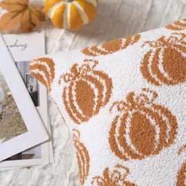 Tegeme Fall Pillow Covers Set of 2 18x18 Inch Autumn Thanksgiving Throw Pillow Cases Microfiber Soft Pumpkins Maple Leaf Decorations Orange Cushion Covers for Chair Sofa Bedroom Home Decor(Pumpkins)