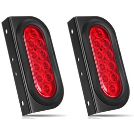 LIMICAR Oval LED Trailer Light Kit - 6" Tail Lights With Flush Mount Grommets, Plugs, Mounting Brackets for Utility Trailer