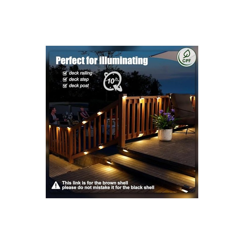 SOLPEX Solar Deck Lights - 16 Pack Outdoor Step Lighting