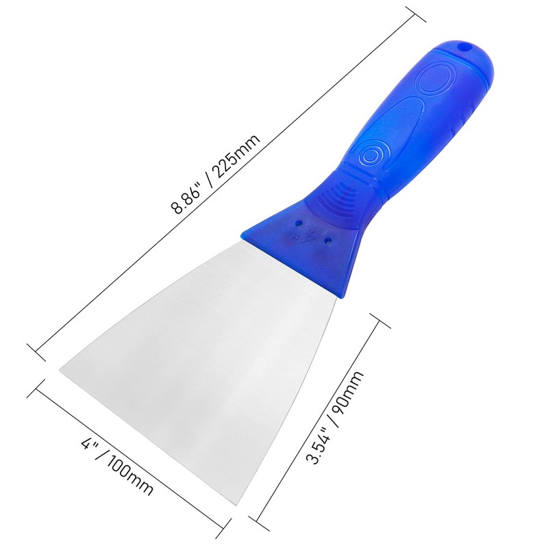 Putty Knife, 4 Inch Metal Steel Scraper, Plastic Handle Spackle