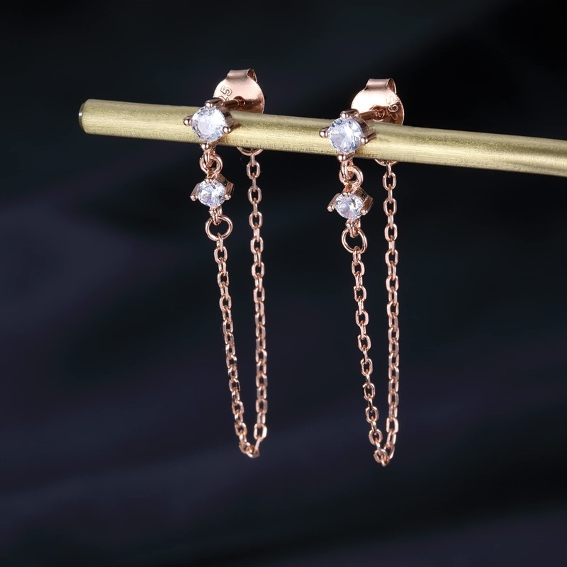 Reffeer 925 Sterling Silver Chain Dangle Earrings for Women Girls