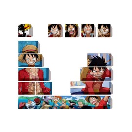 KEYOTIM Computer keyborads PBT Dye Upgrade 68 Keycap Set Profile Keycaps Keyset with Puller for Cherry Mx Gateron Kailh Switch Mechanical Keyboard Japanese Anime Series (12-one Piece)