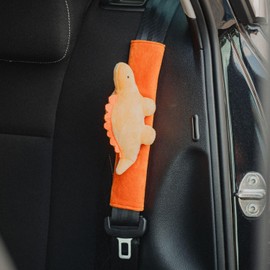 Cute since 1999 Dino Seat Belt Pads Children - Seat Belt Protector Car for Boys & Girls - Things & Gift for Newborns - Orange Dino Seat Belt Pad Children - Can Also Be Used in Car Seat - 27 x 6 cm