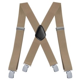 The largest selection Wide Suspenders X-Shaped Wide Clips Elastic X-Back Pant Suspenders, beige