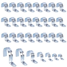 Tanstic 30Pcs 3/8 Inch EMT Pipe Strap Zinc Plated Steel One Hole Strap Conduit Clamp Rigid Pipe Strap for Pipe Fixing