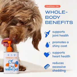 Native Pet Omega 3 Fish Oil for Dogs & Cats – Wild Alaskan Salmon Oil for Dogs Skin and Coat, Supports Joints, Heart & Shedding – Fast-Absorbing Omega 3 6 9 Liquid Supplement – 32oz
