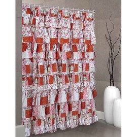 spring Home Batch Work Ruffle Fabric Shower Curtain Multi Color red size 72 x 72 inch