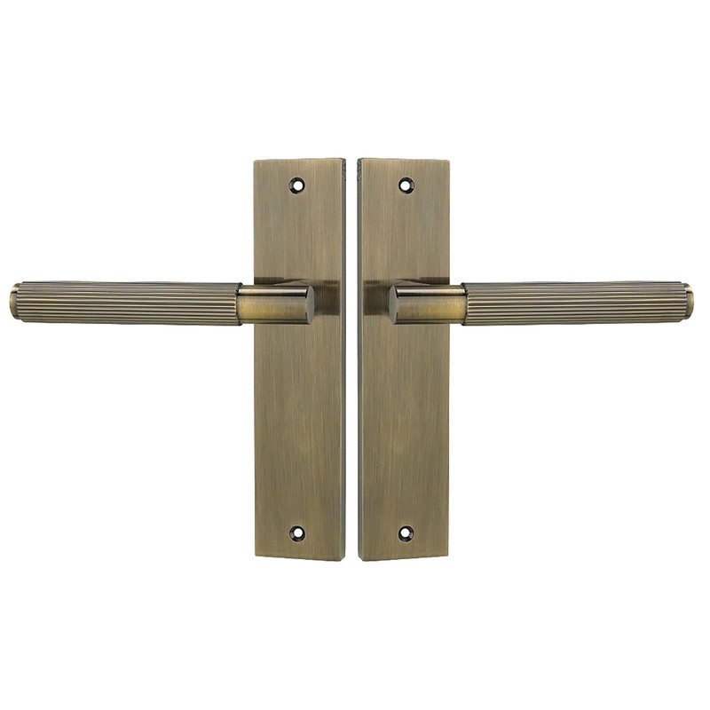 Decoranddecor Hera Antique Brass Knurled Backplate Door Handles Set –